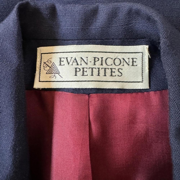 Vintage ‘90s Evan Picone Petites Navy Blue Single Breasted Blazer - Picture 6 of 8